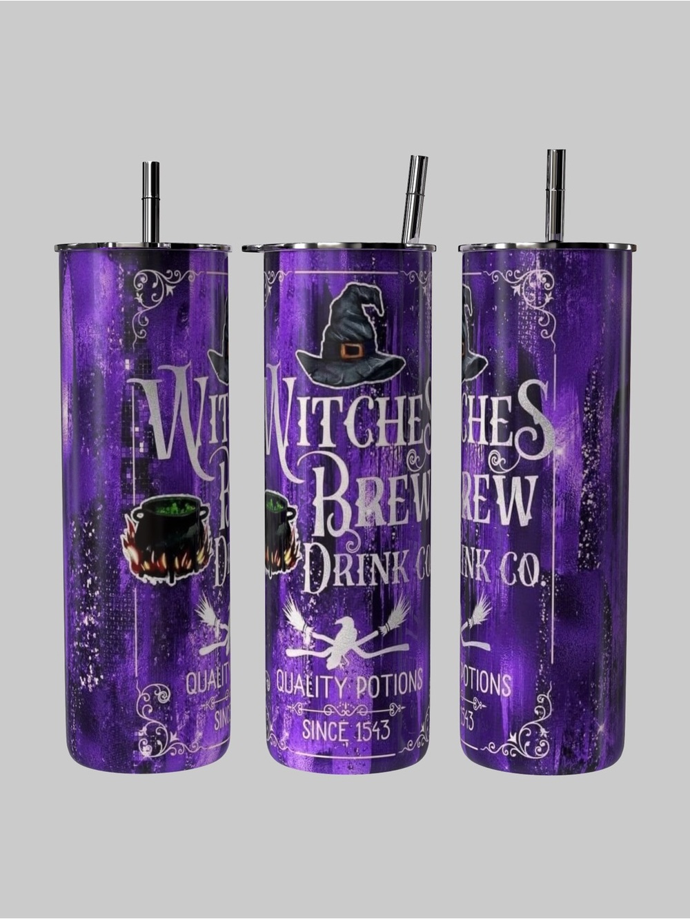 Witches Brew Purple Faux Glitter 20oz Tumbler